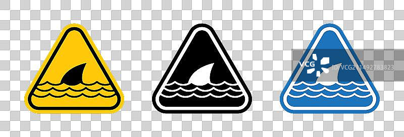 鲨鱼危险标志鲨鱼攻击区域安全图片素材