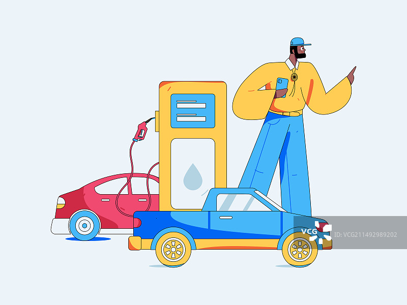 为汽车加油获得优惠的人物矢量互联网运营手绘插画图片素材