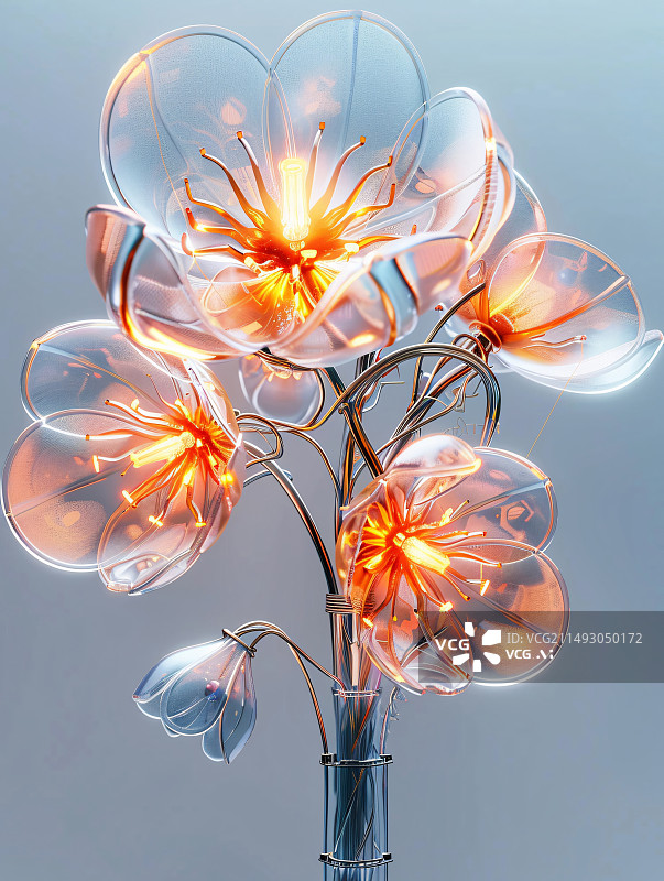 【AI数字艺术】玻璃电灯花琉璃盏设计艺术图片素材