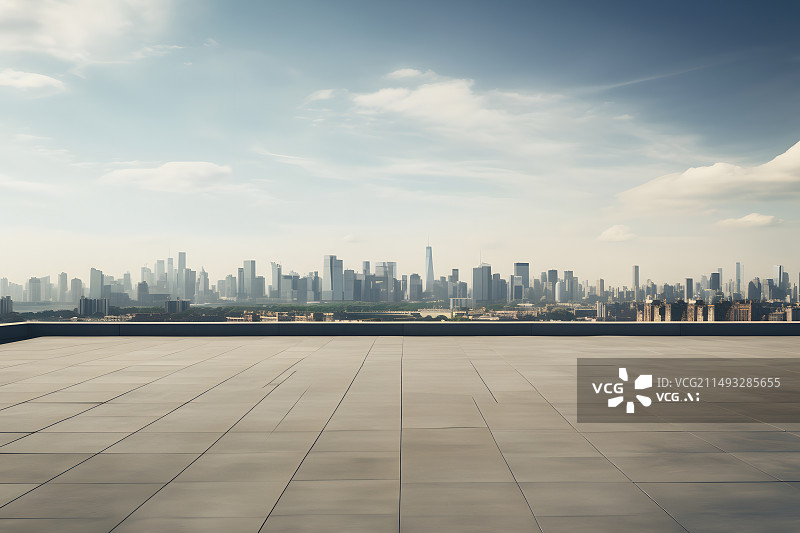 【AI数字艺术】城市楼顶平台留白地面图片素材