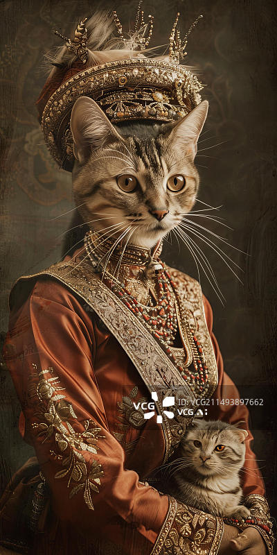 【AI数字艺术】身穿皇室礼服的猫图片素材