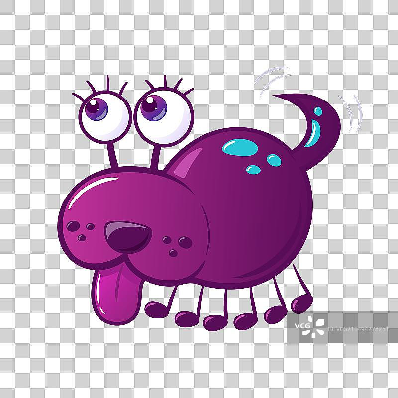 可爱的怪物一个看起来像狗的紫色外星人图片素材