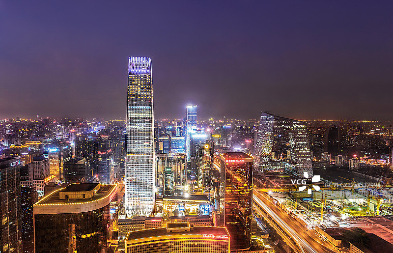北京中央商务区夜景图片素材