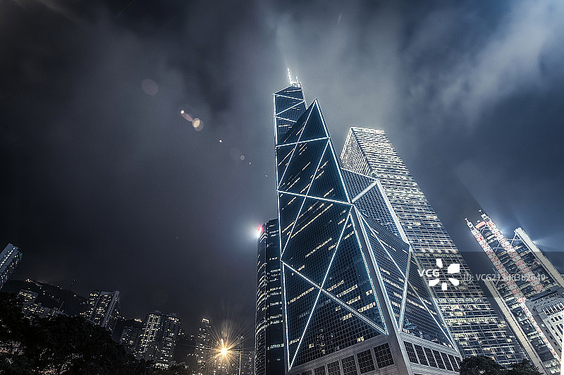 香港 夜晚的霓虹 办公楼 CBD图片素材