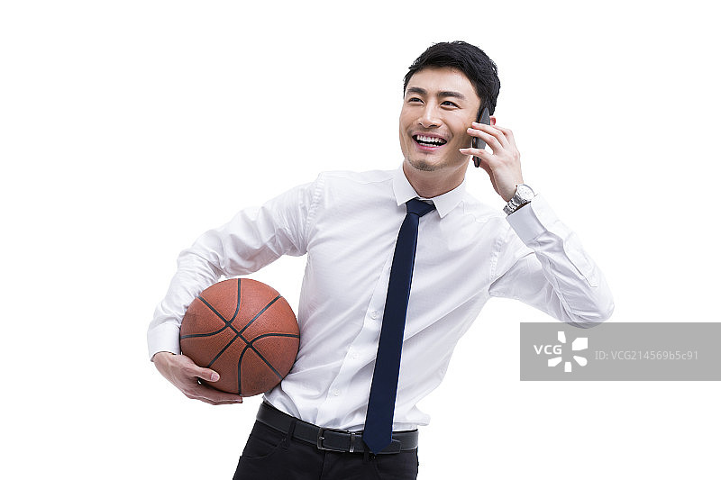 年轻商务男士与篮球图片素材