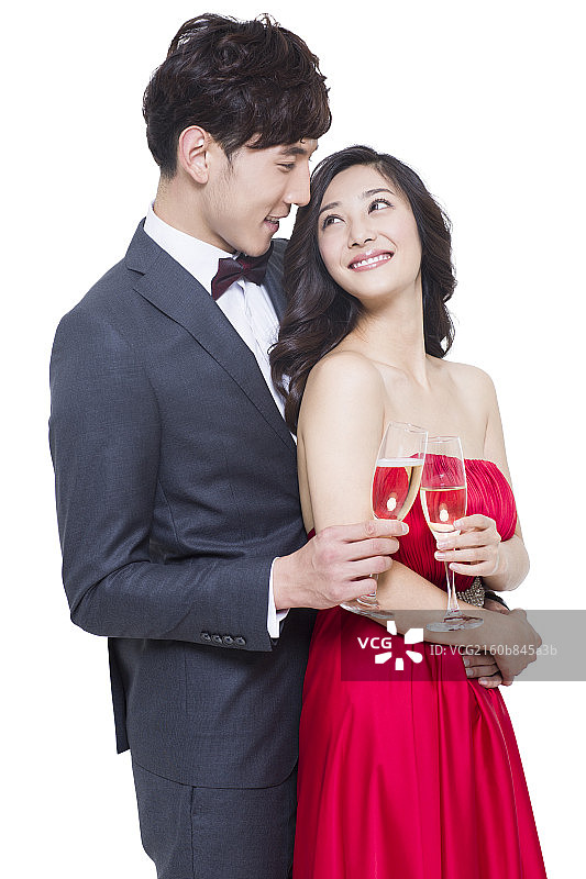 年轻情侣喝香槟图片素材