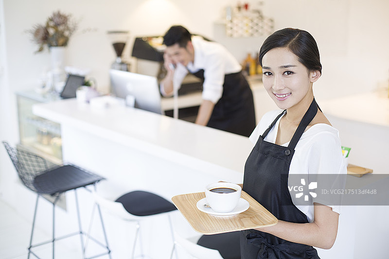 咖啡店女服务员肖像图片素材