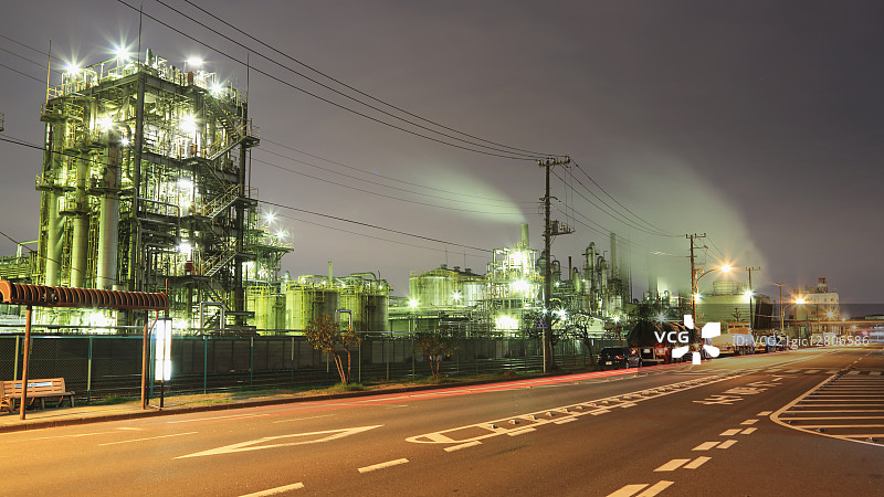 日本川崎工业区的夜晚图片素材