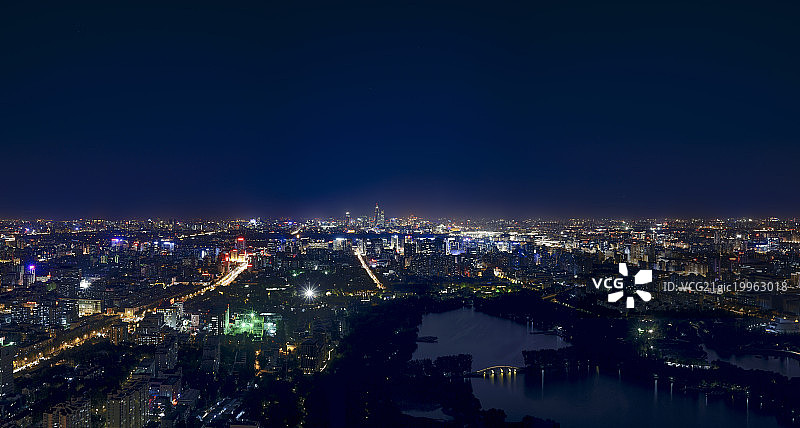 航拍北京城市全景夜景图片素材