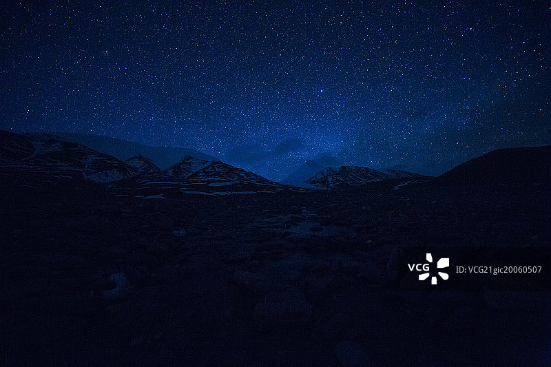 雪山风光的夜晚图片素材