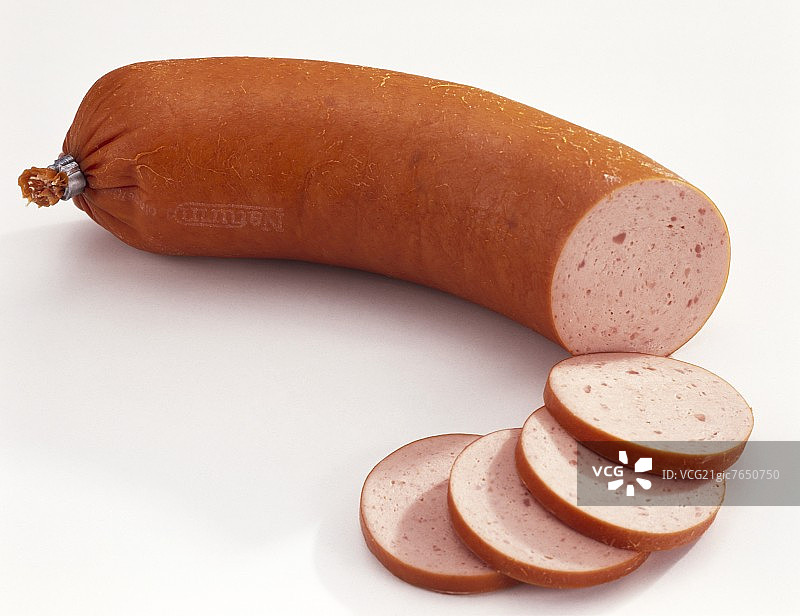 Fleischwurst香肠，部分切片图片素材