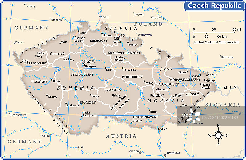 捷克共和国国家地图图片素材