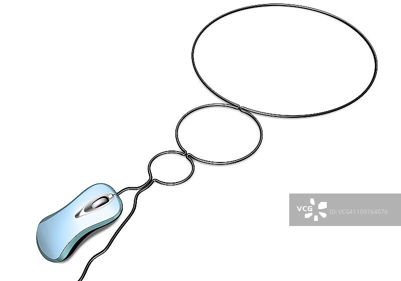 电脑鼠标与电缆形成思想泡泡图片素材