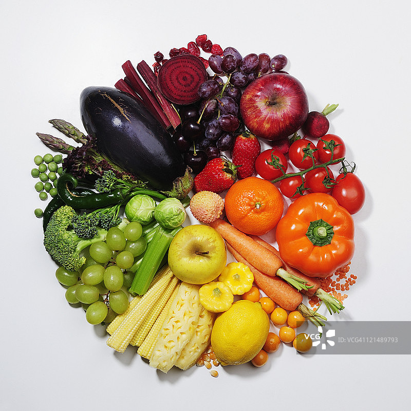 水果和蔬菜饼图/颜色轮图片素材