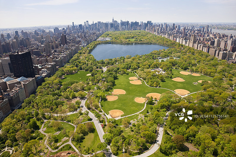鸟瞰图中央公园，曼哈顿，纽约，美国图片素材