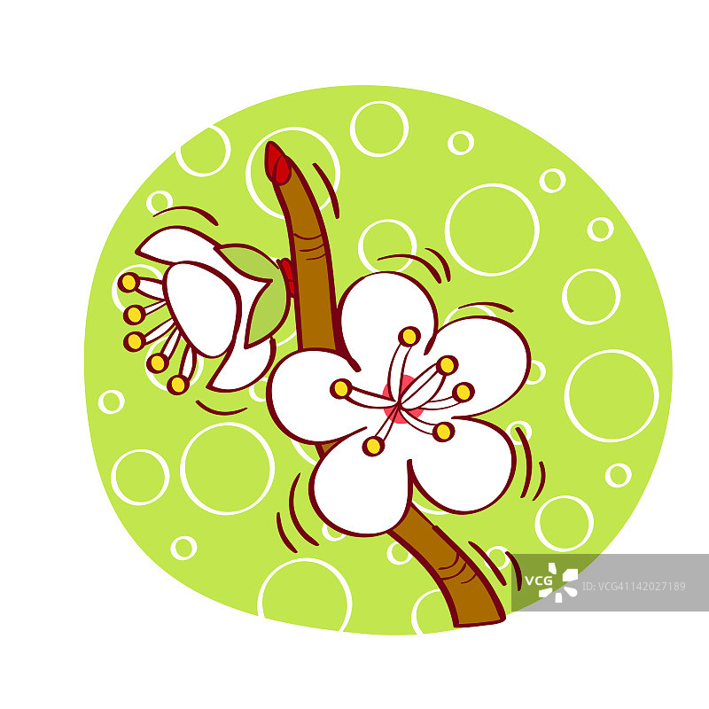 白色背景下的花的插图图片素材