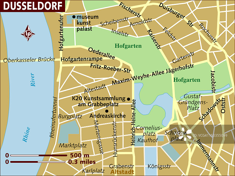 杜塞尔多夫的地图。图片素材