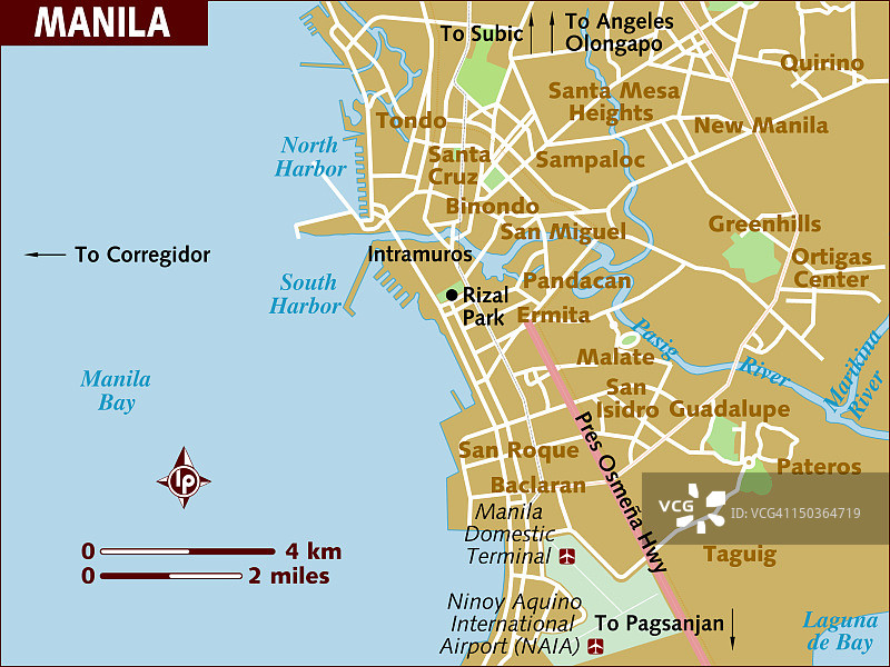 马尼拉的地图。图片素材