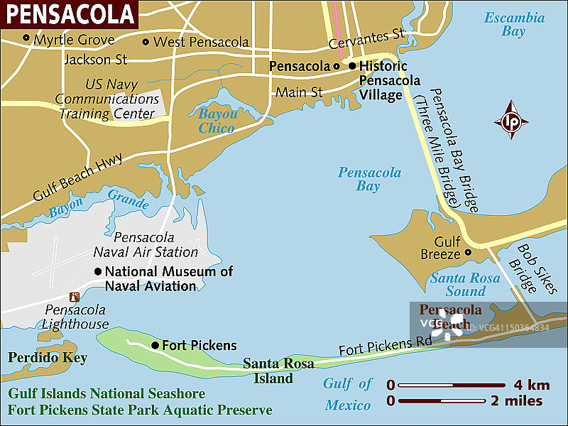彭萨科拉的地图。图片素材