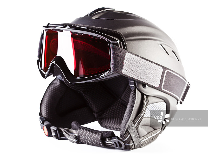 滑雪头盔和护目镜，孤立在白色图片素材