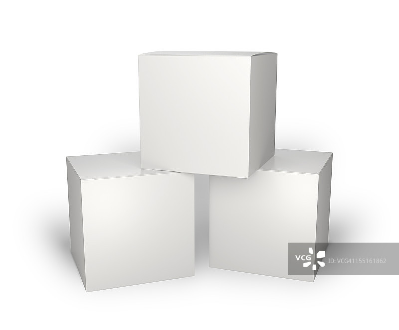三个空白盒子孤立在白色上图片素材