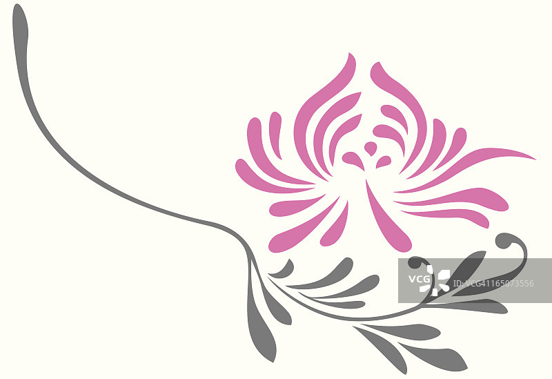 矢量插图时尚的粉红色菊花和茎图片素材