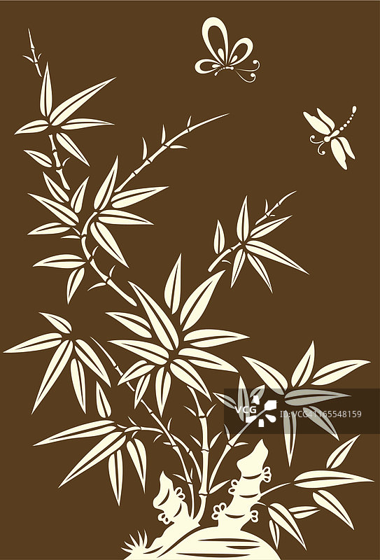 竹子，蝴蝶和蜻蜓图片素材