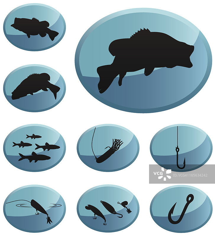 钓鱼图标:大嘴和小嘴鲈鱼图片素材