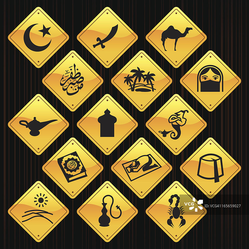 黄色标志-阿拉伯语图片素材