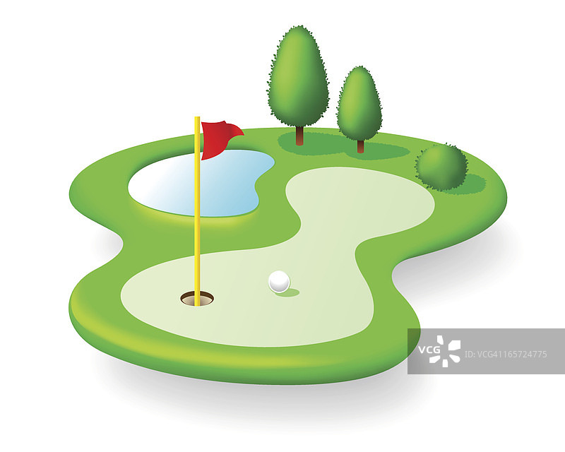 高尔夫球场图标孤立的白色背景图片素材