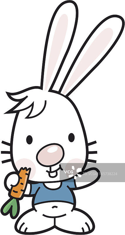 可爱的兔子有胡萝卜和健康的牙齿图片素材