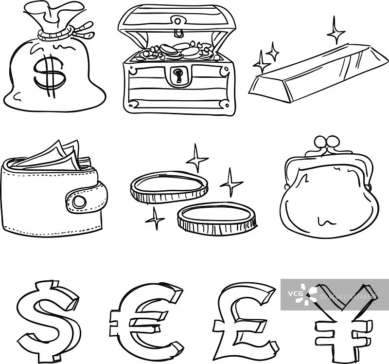 货币图标在黑色和白色图片素材
