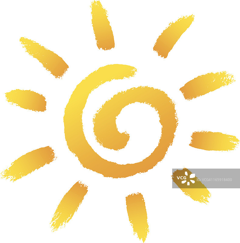 黄色太阳在白色背景上的卡通插图图片素材