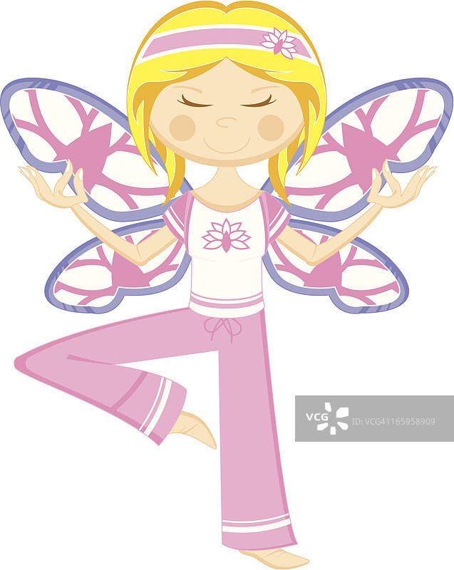 蝴蝶翅膀的瑜伽女孩图片素材