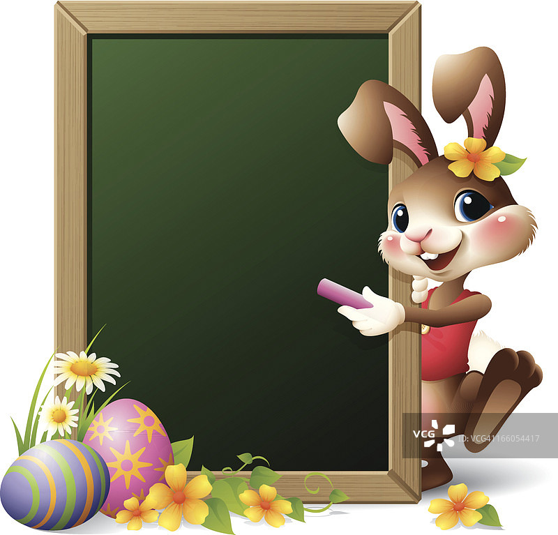 复活节兔子-黑板图片素材