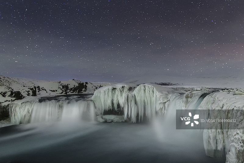 冰岛Myvatn晚上的Godafoss图片素材