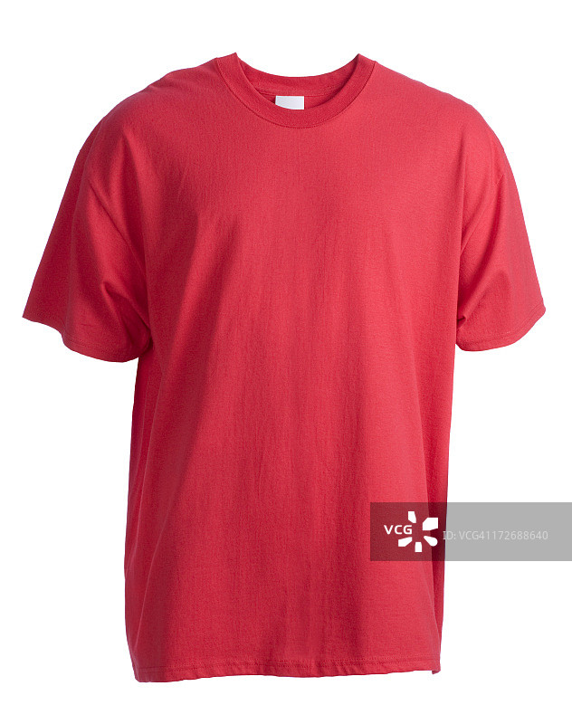 红色，空白，短袖t恤正面孤立在白色图片素材