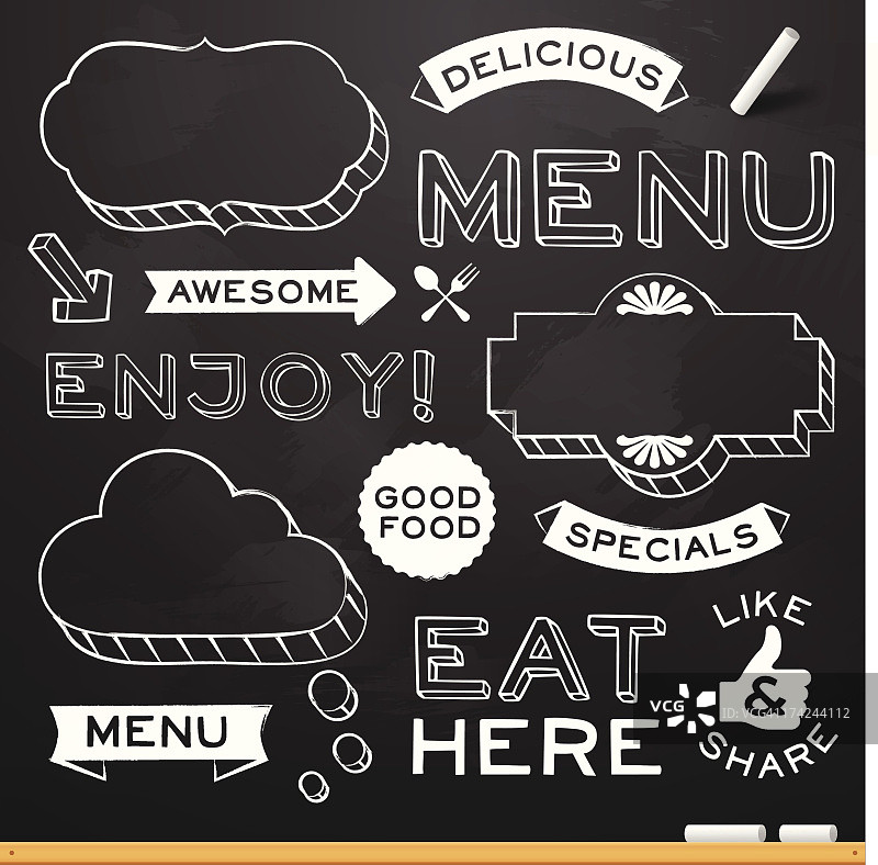 黑板餐厅菜单元素图片素材
