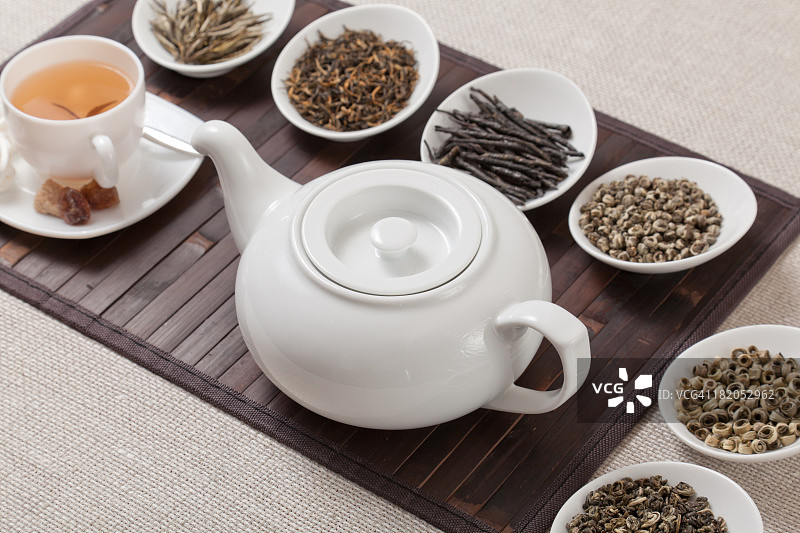 各种各样的茶与茶杯和茶壶图片素材