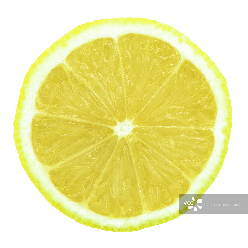 白色背景上的柠檬片特写镜头图片素材