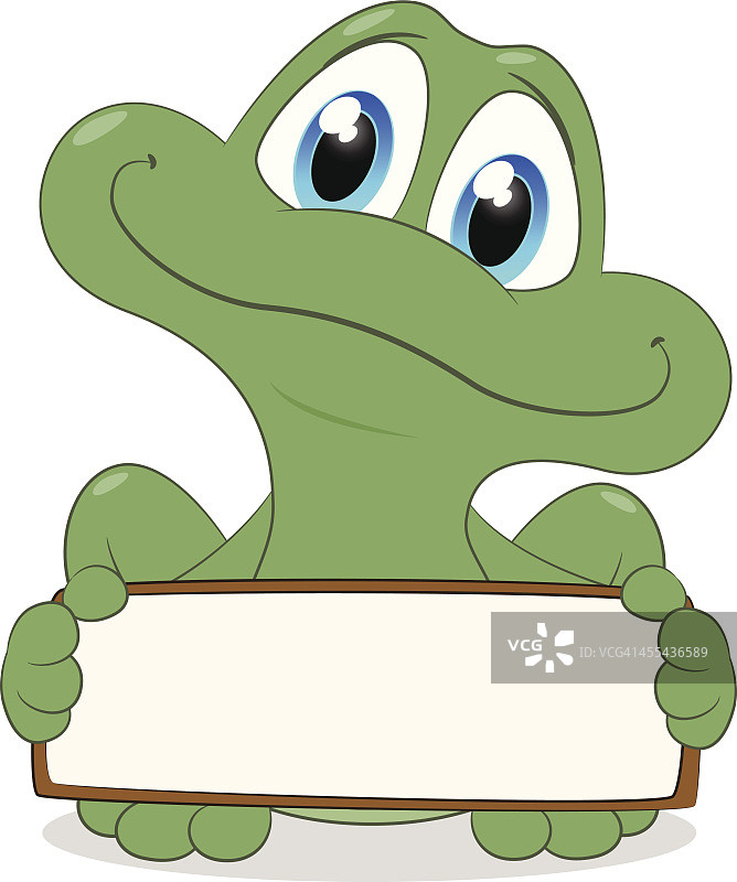青蛙拿着一个空白的牌子图片素材