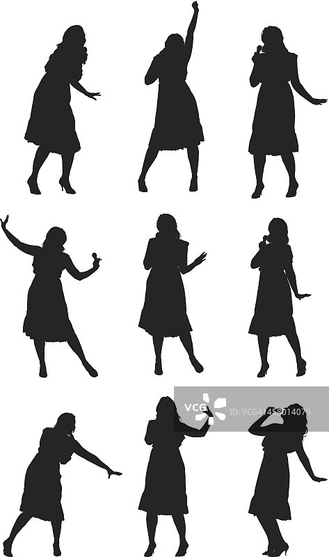 多幅女人唱歌跳舞的画面图片素材