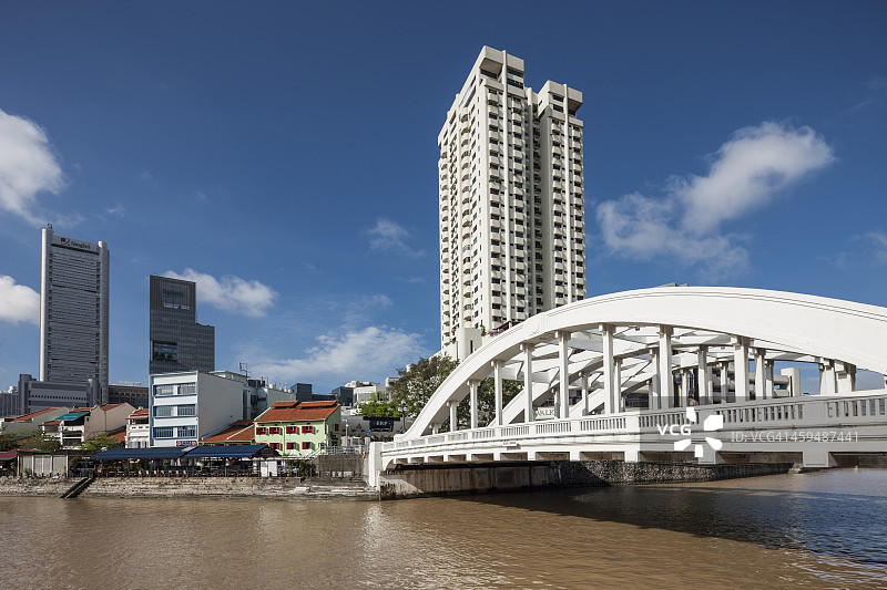 新加坡河和埃尔金桥图片素材