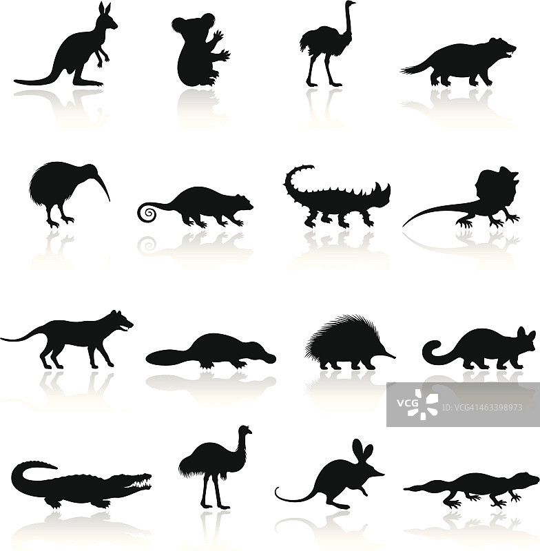 澳大利亚动物图标集图片素材