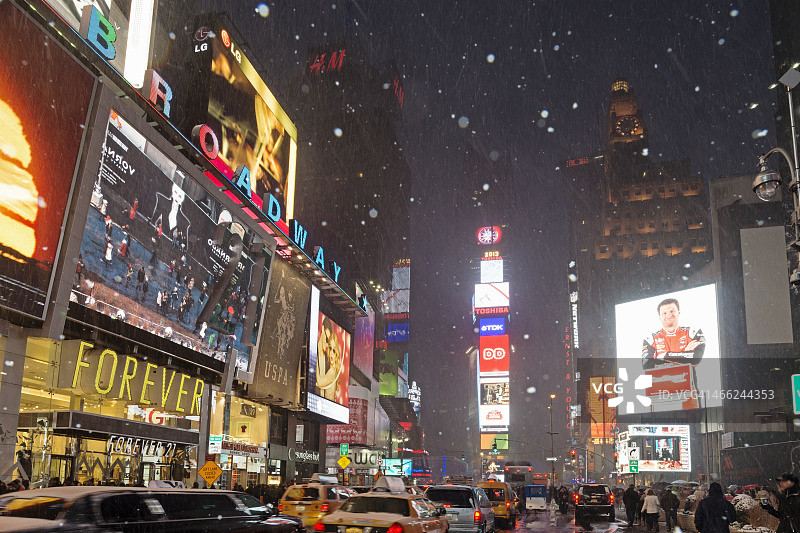 时代广场降雪图片素材