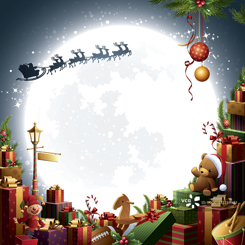 圣诞礼物和玩具-圣诞老人的雪橇图片素材