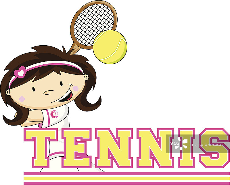 卡通网球的女孩图片素材
