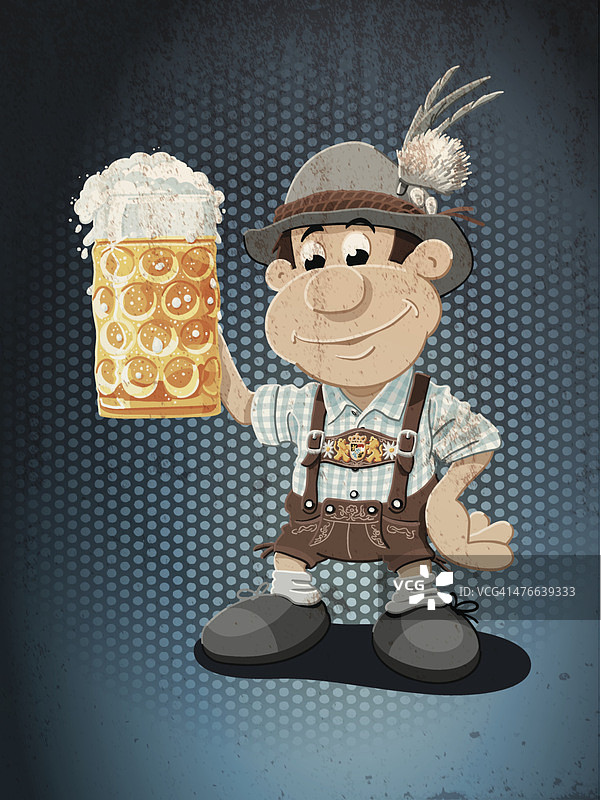 啤酒斯坦皮短裤啤酒节卡通人Grunge颜色图片素材