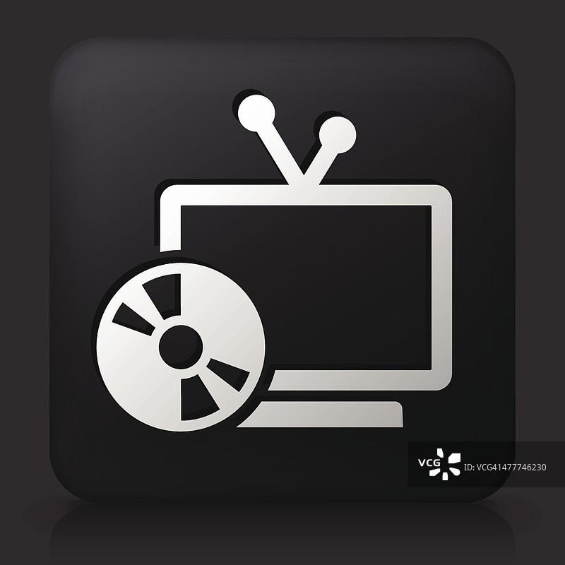 黑色方形按钮与电视和磁盘图片素材