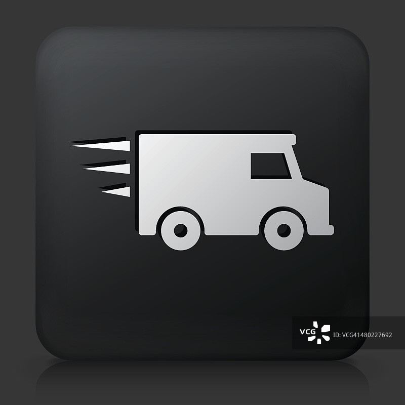 黑色方形按钮与送货卡车图标图片素材